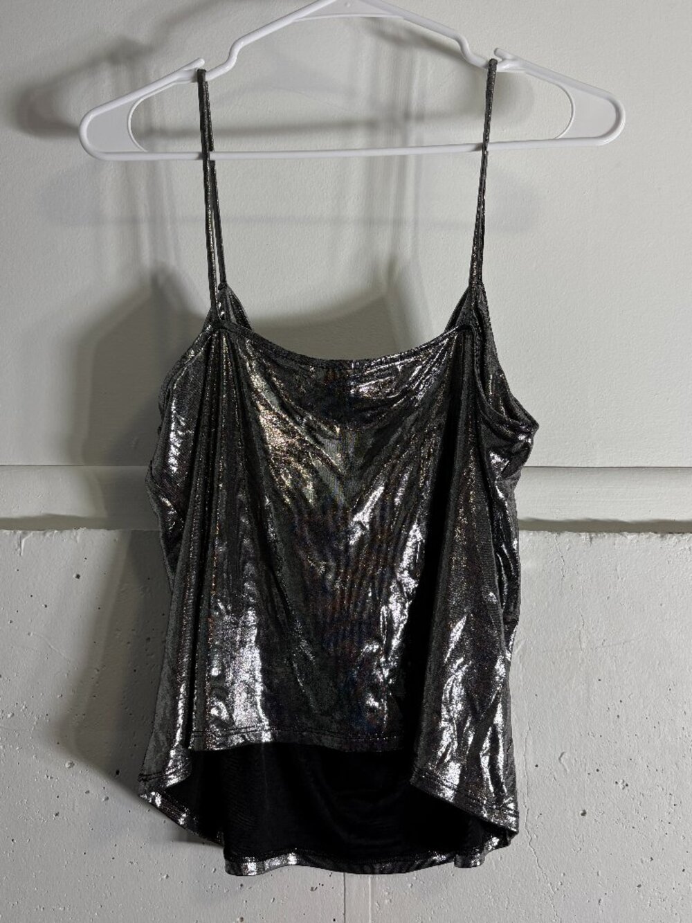 H&M Silver Metallic Cowl Neck Cami Top - Picture 2 of 3